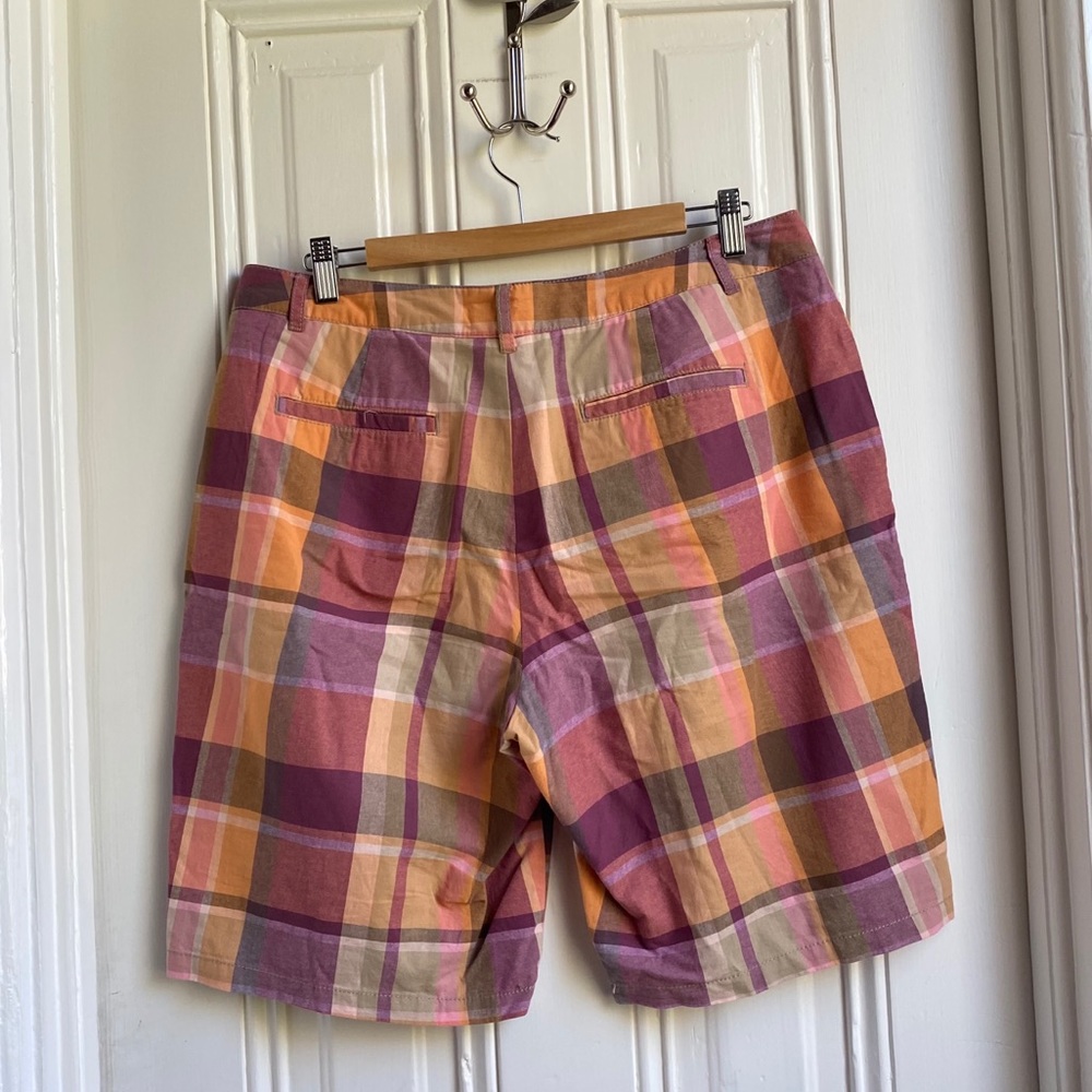 Merona Orange Plum Plaid Bermuda Shorts - Picture 6 of 7